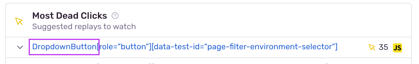 React component name used in rage and dead click selectors